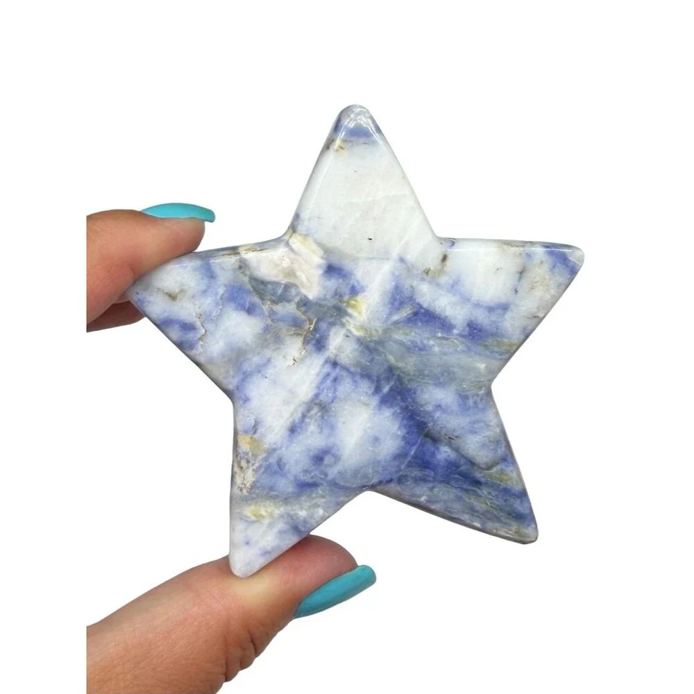 Blue Opal Star Natural Stone Crystal Figurine Home Office Decor Celestial Gift
